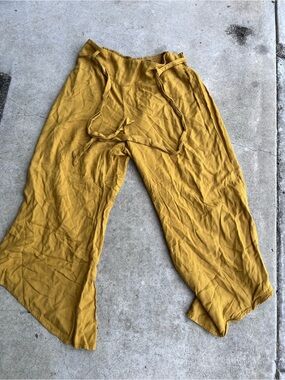 Rewash Wide Leg Pants in Mustard Yellow